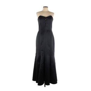 Black strapless satin formal gown